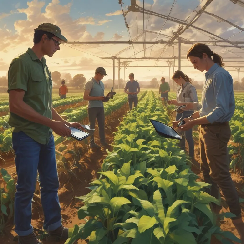 Students working on digital agriculture technologies