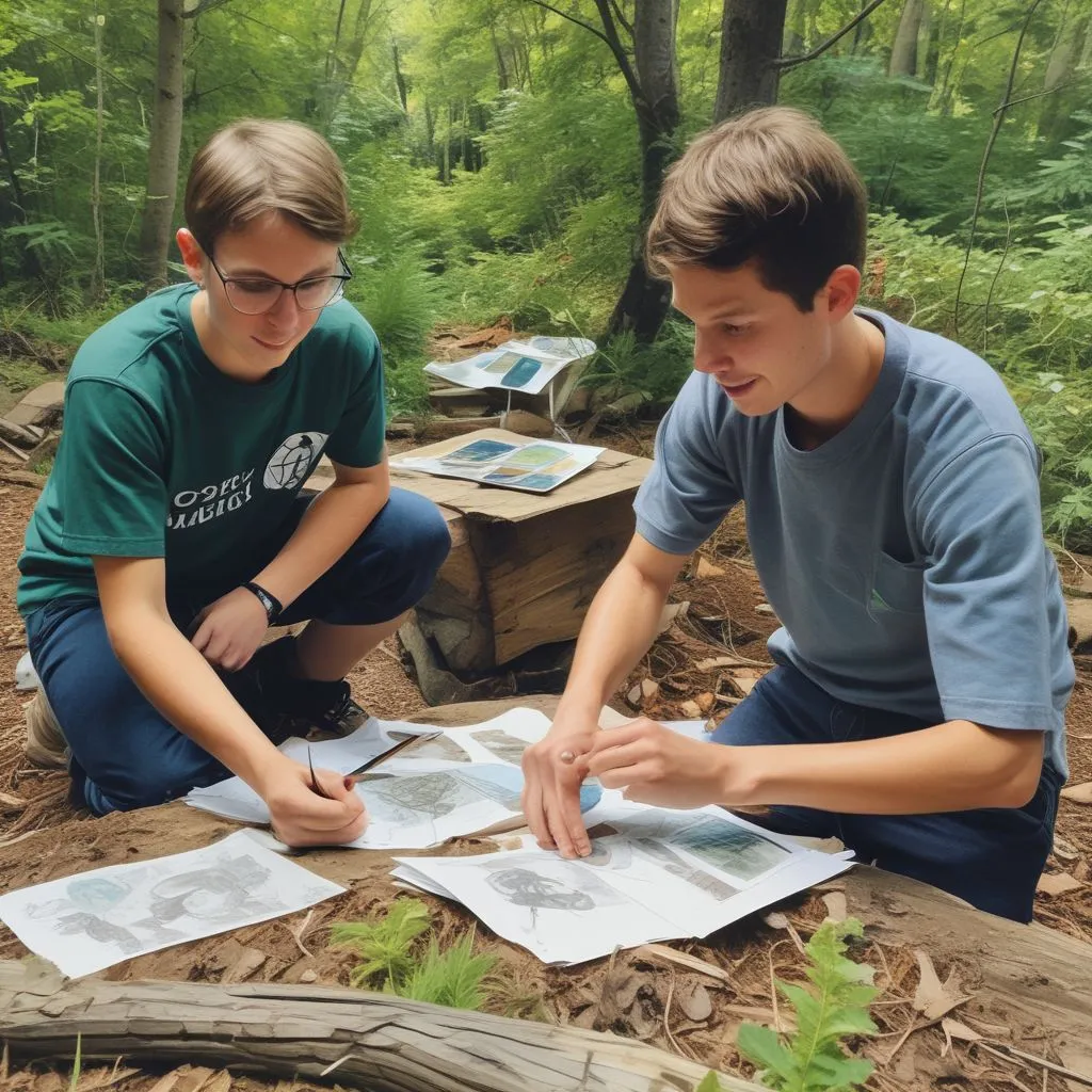 students working on environmental projects