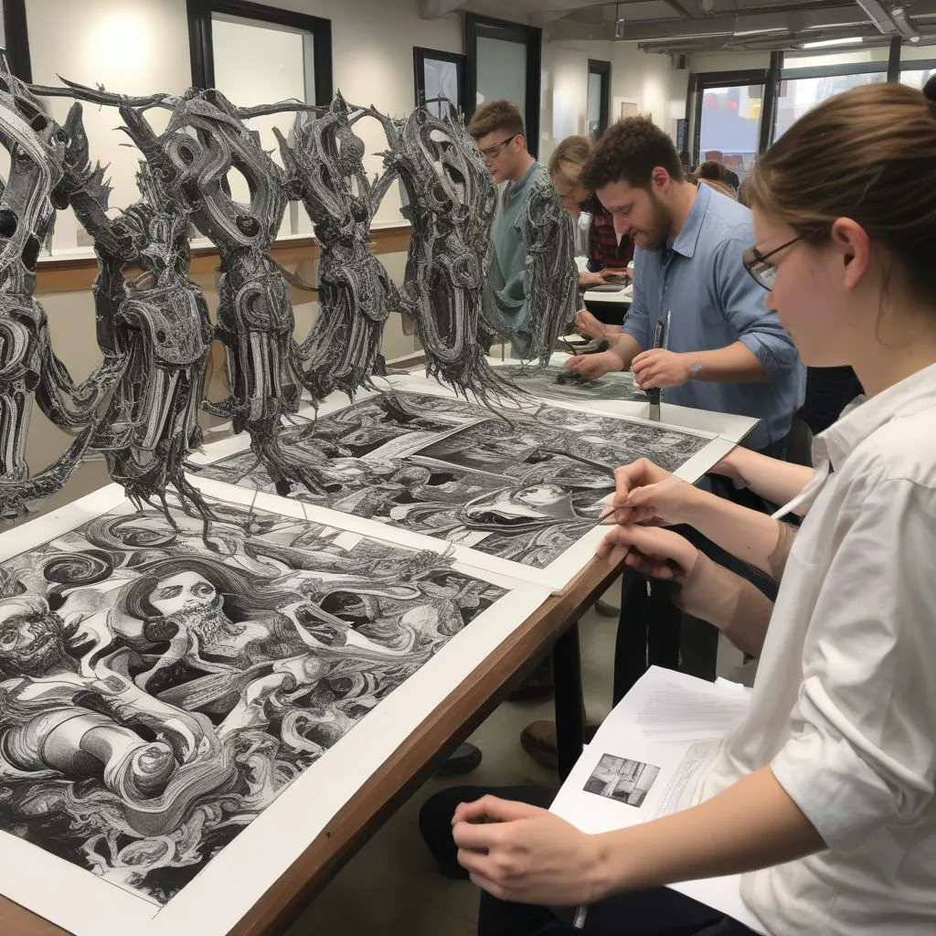 students working on interdisciplinary projects