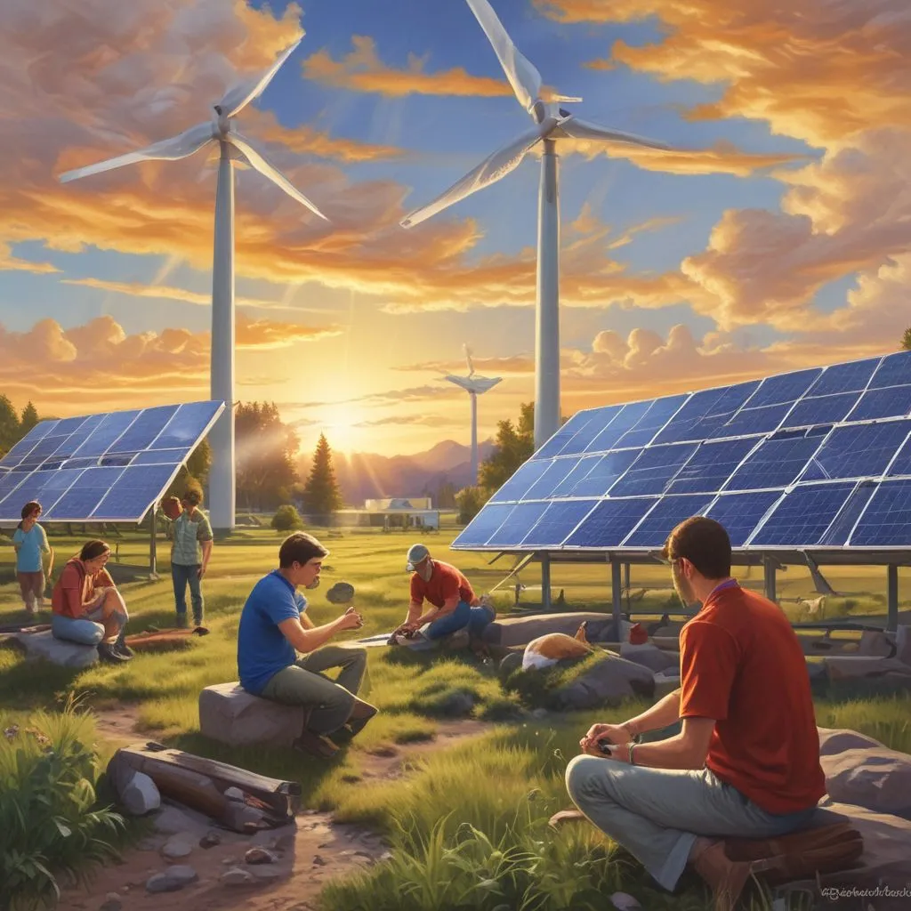 Students working on renewable energy projects