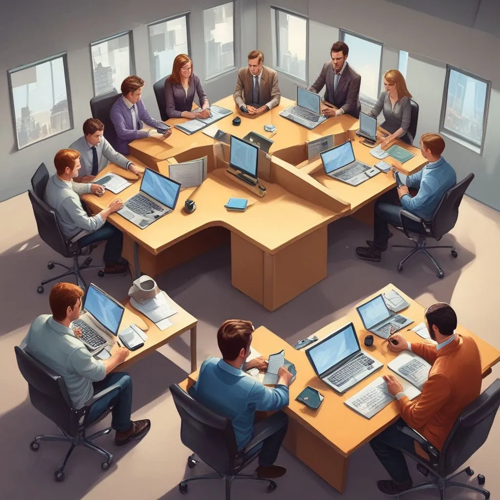 Teamwork in a collaborative office environment