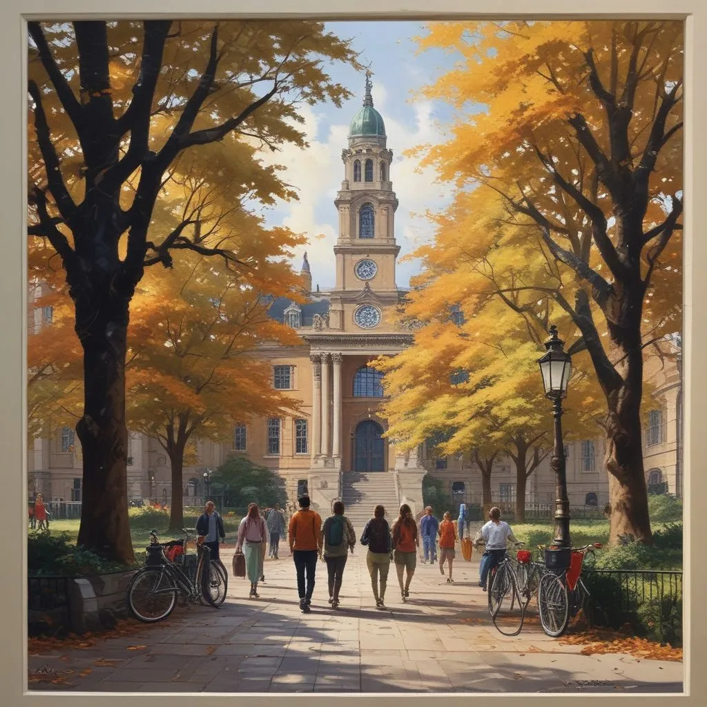 UK university campus with students