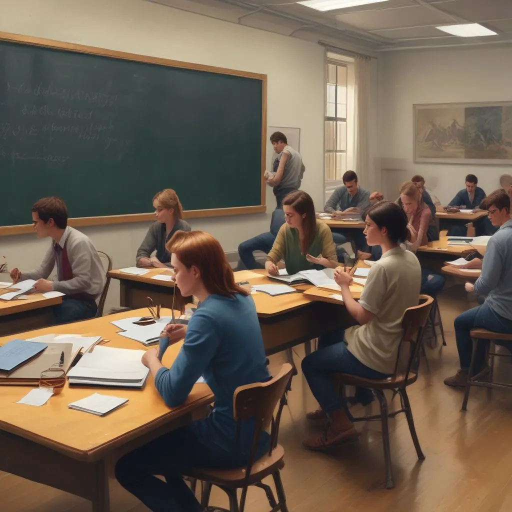 UK university students in a classroom