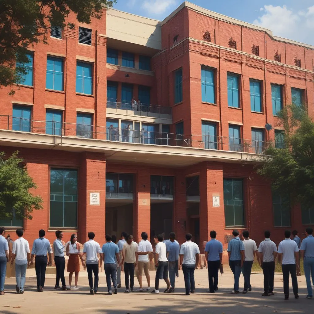 University of Delhi forensic medicine building with students and professors