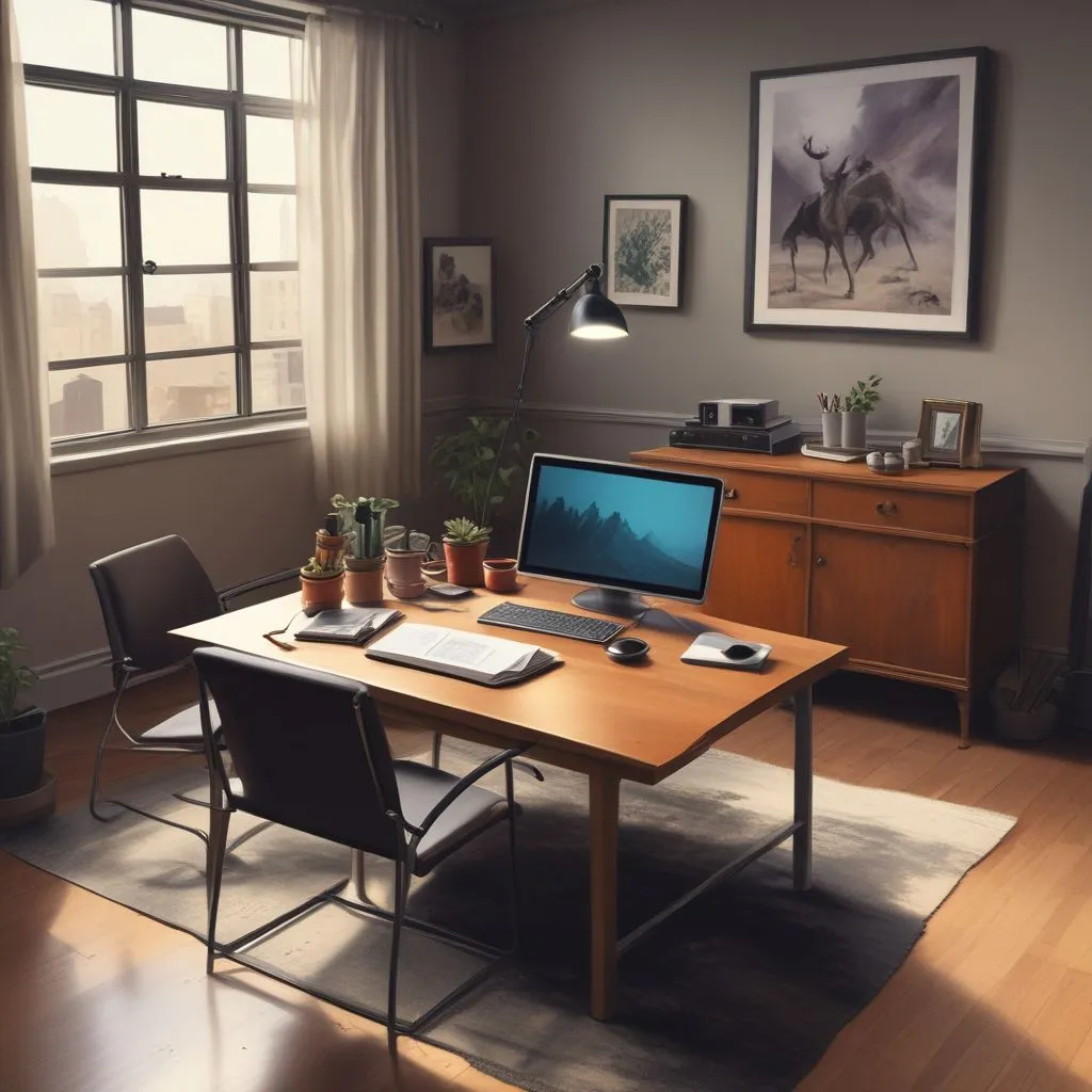 virtual interview setup with a professional background