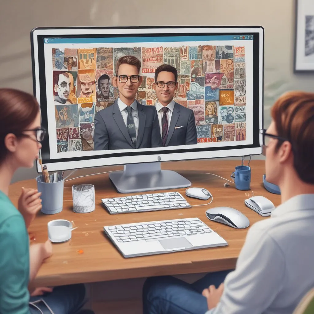 virtual networking event on a computer screen