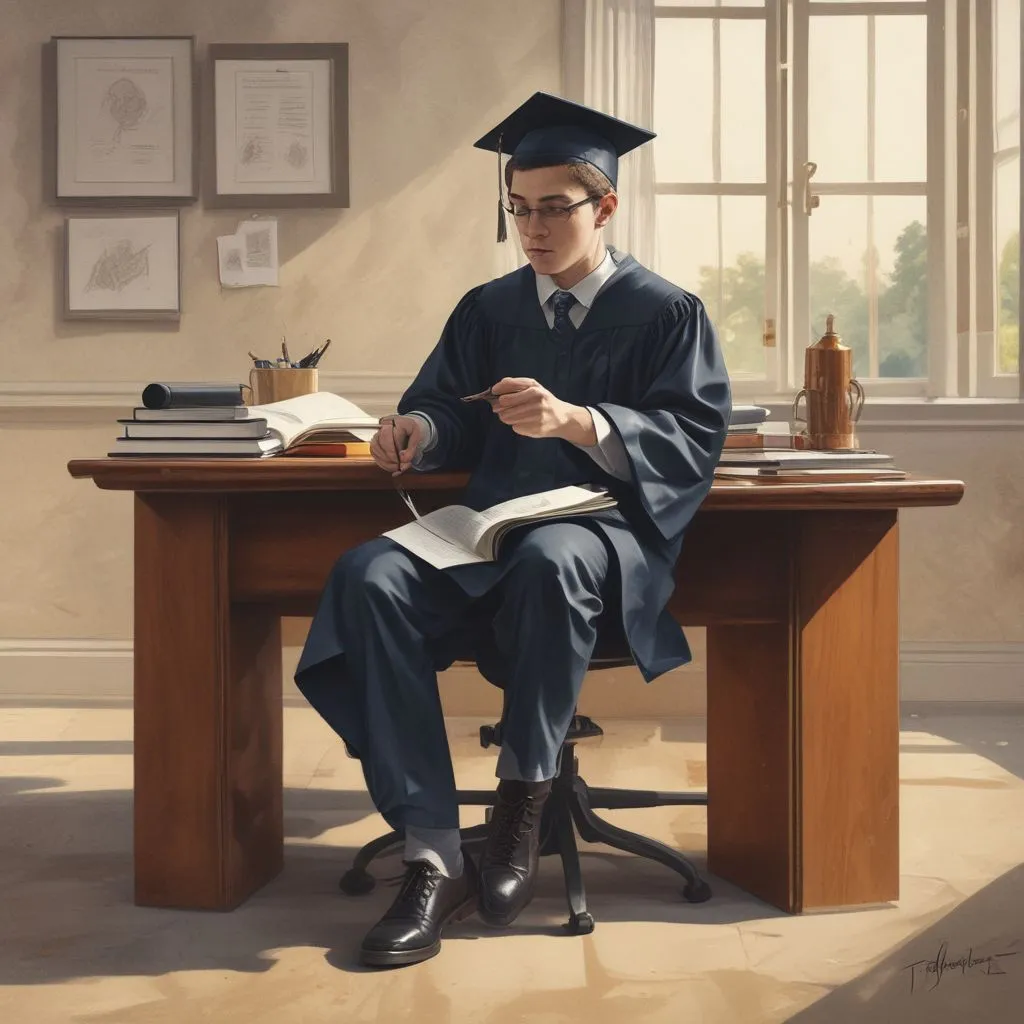Visual of a graduate preparing for an interview
