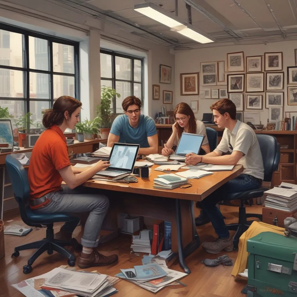 young interns collaborating in an office