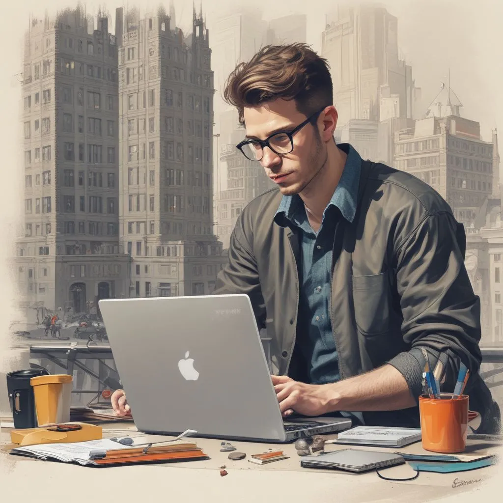 young professional working on laptop