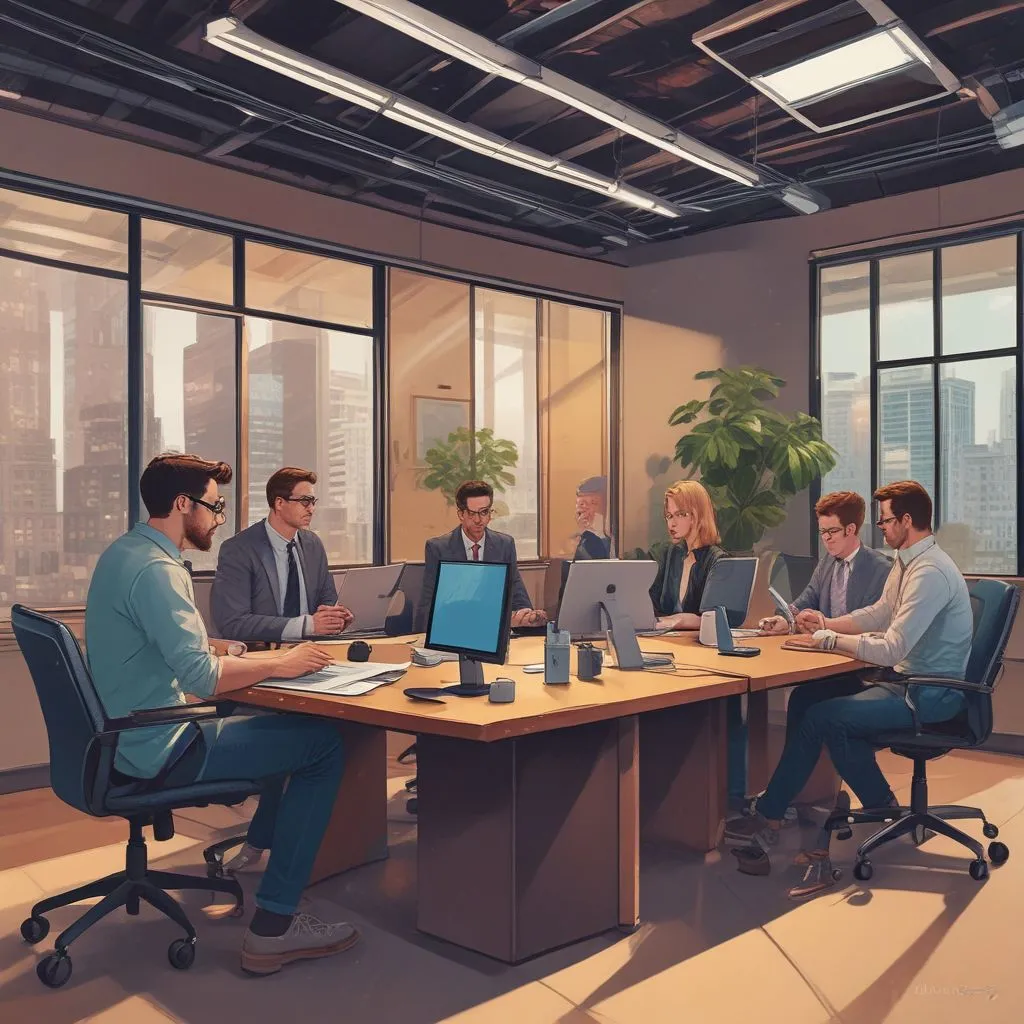 Young professionals collaborating in a modern office