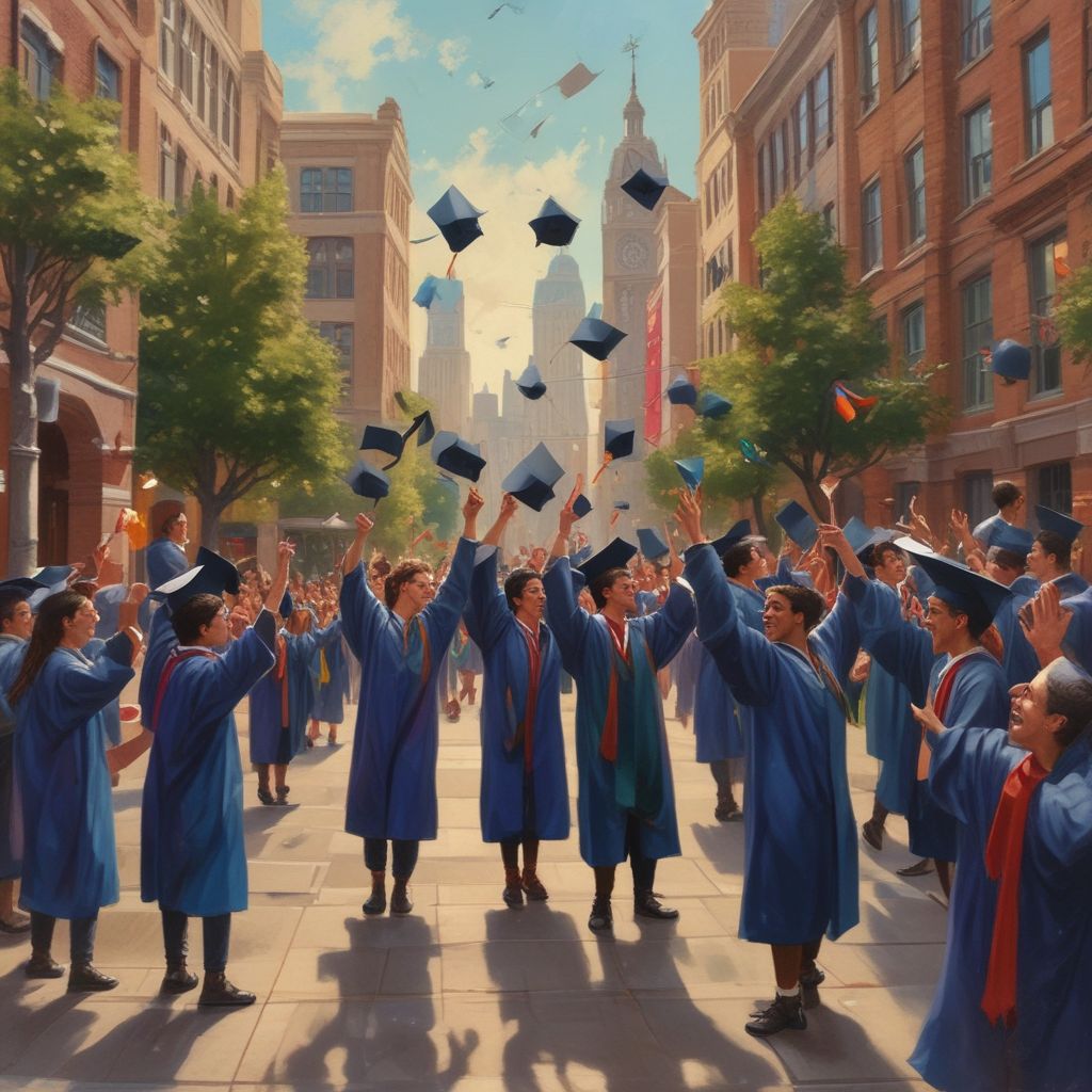 students celebrating their graduation in a diverse environment