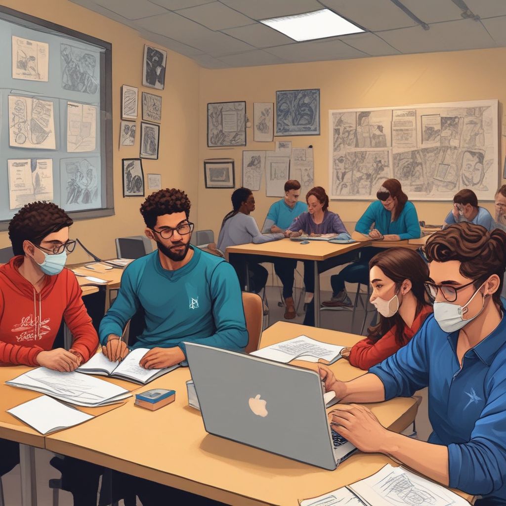 students engaged in a hybrid learning session