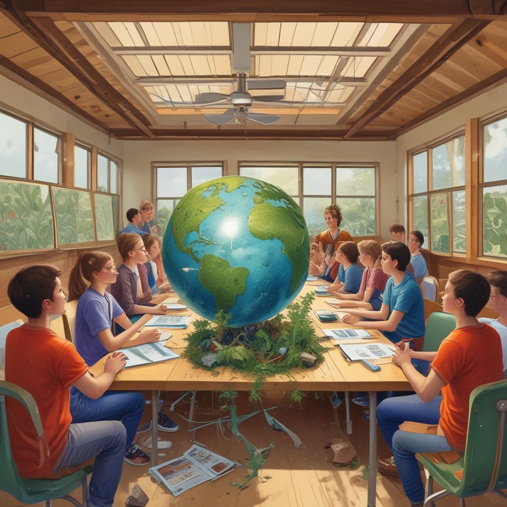 students learning about sustainability in a modern classroom