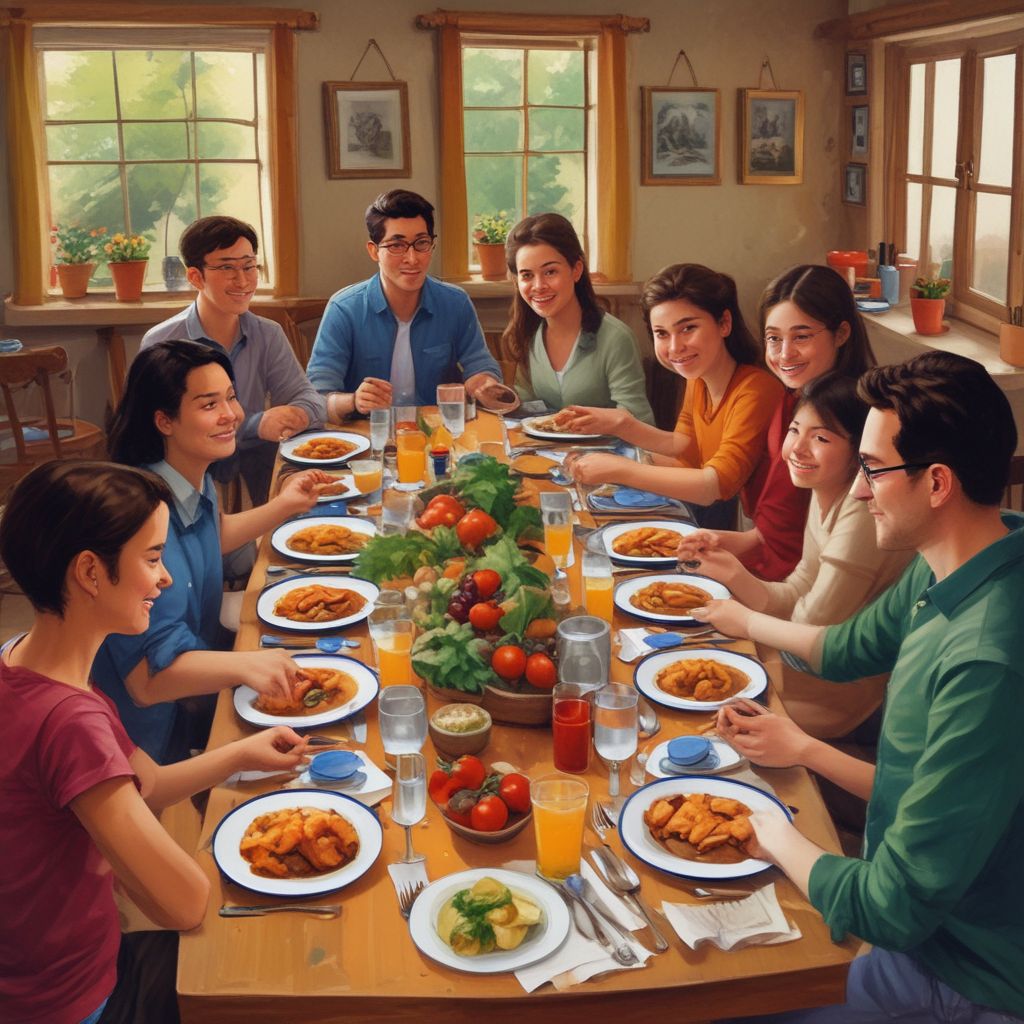 Host family dinner with international students