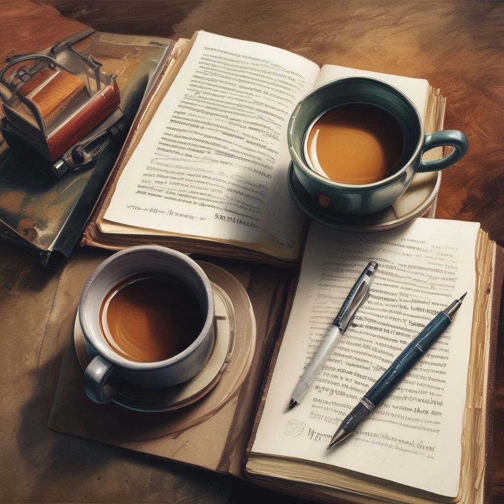 individual writing in a journal with a cup of coffee