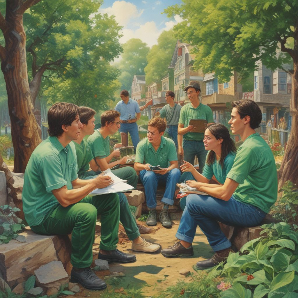 students discussing green jobs and sustainability