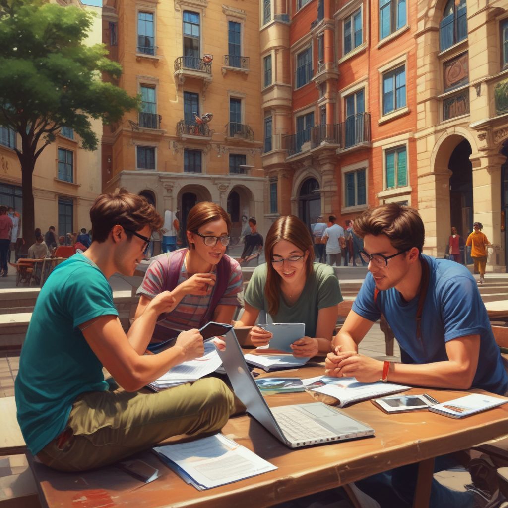 students interacting on social media while studying abroad