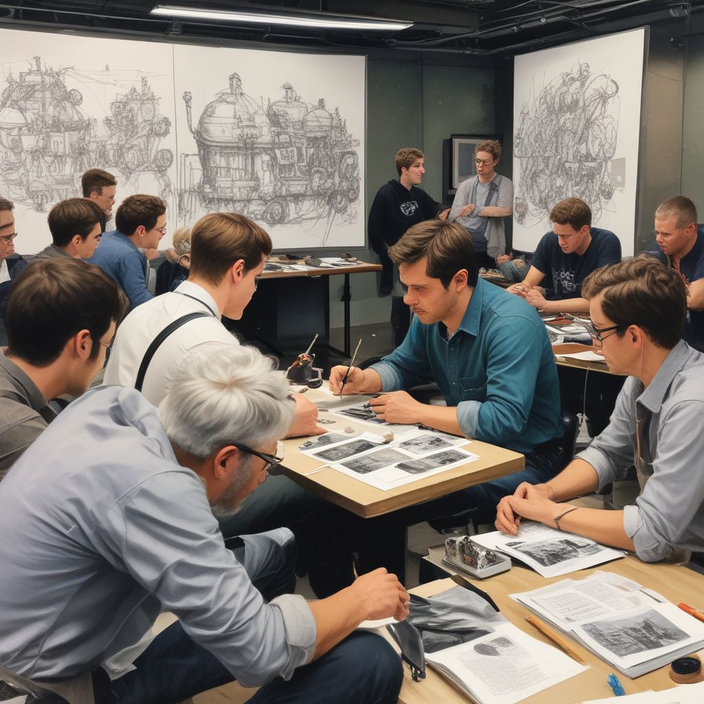 students collaborating with industry leaders in a workshop