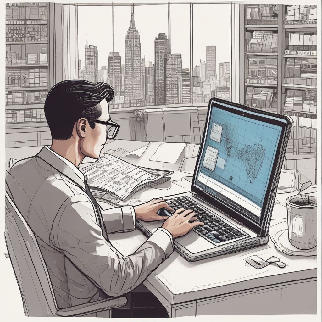 Business professional analyzing data on a laptop