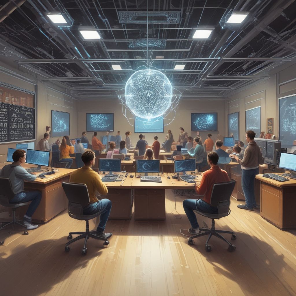 Quantum computing classroom with students and professors