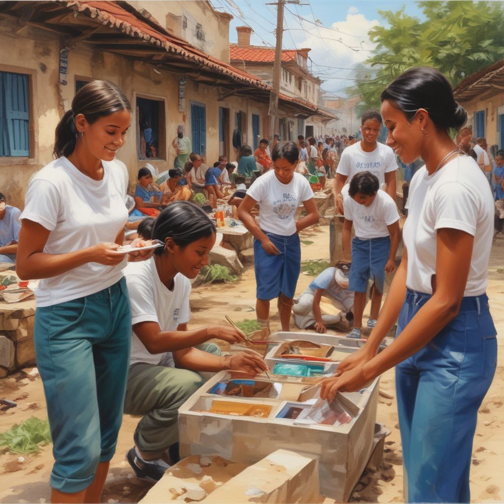 students volunteering in a local community during study abroad