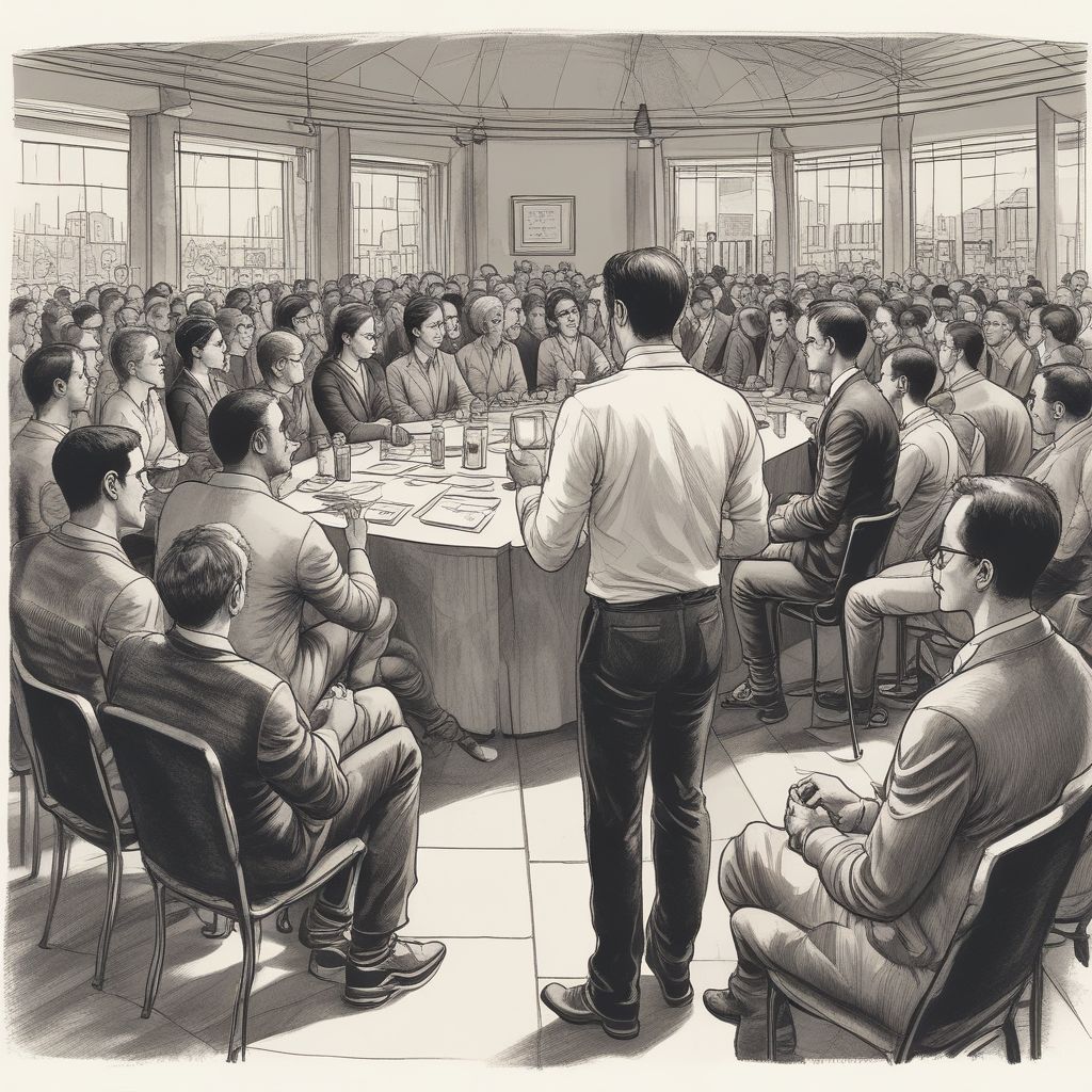 an image showing a person sharing their story in a networking event