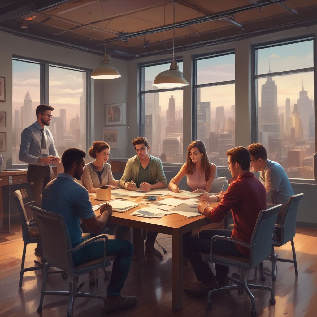 Group of young entrepreneurs brainstorming ideas in a modern office