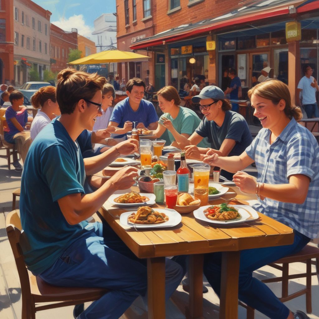 students enjoying local cuisine