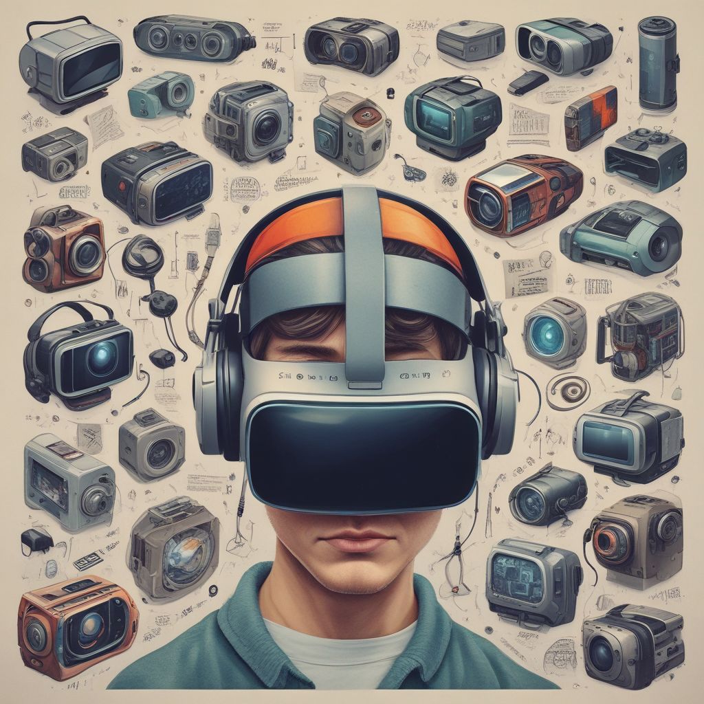 collage of VR technologies and applications