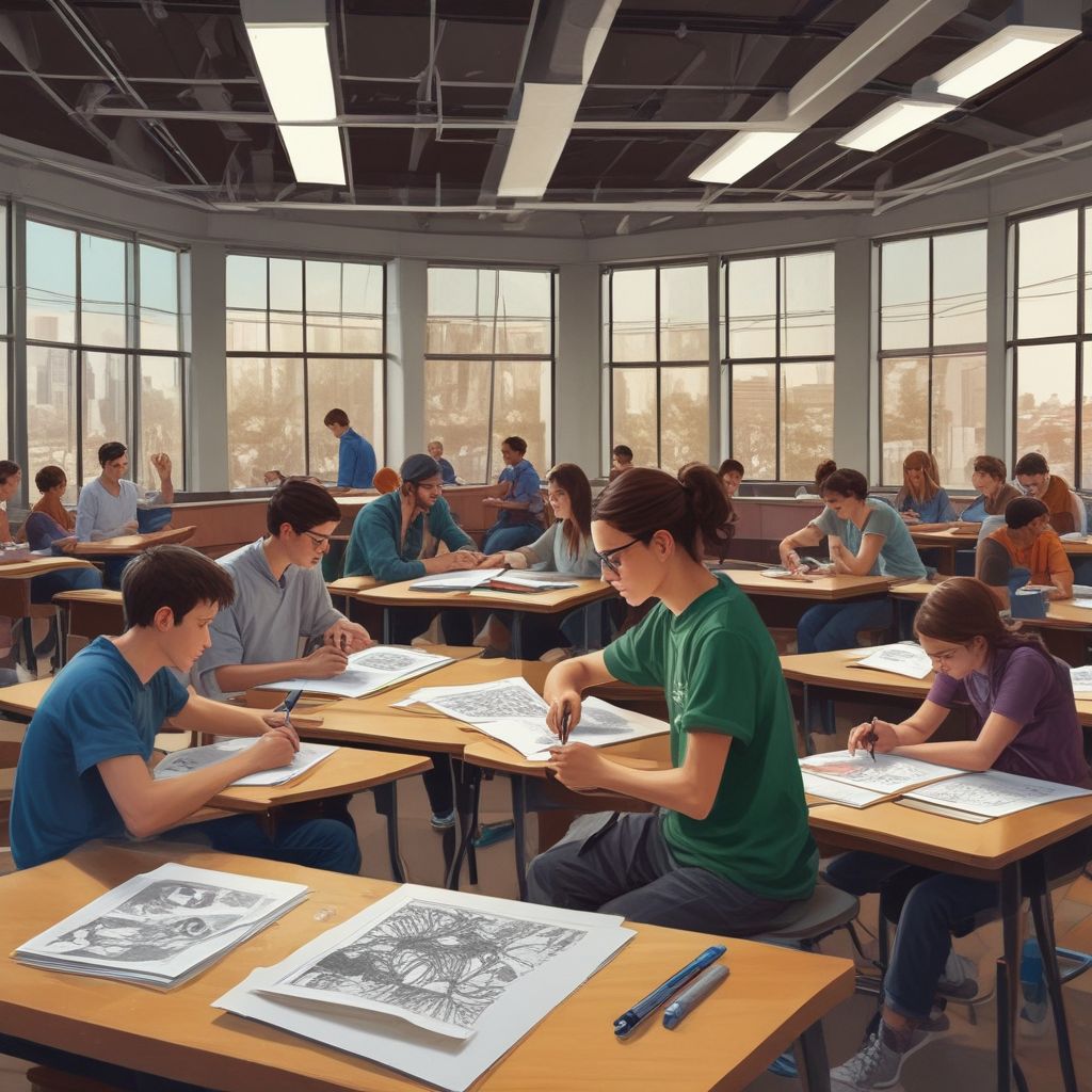 students working on a collaborative project in a modern classroom