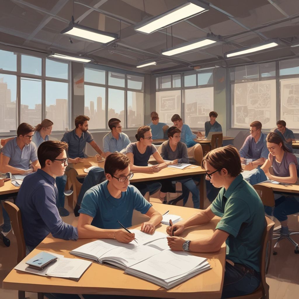 young entrepreneurs brainstorming in a modern classroom