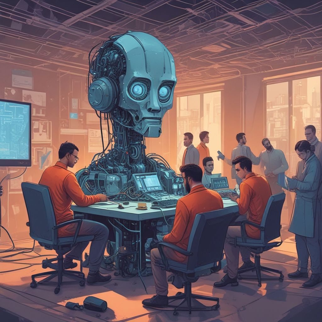 illustration of professionals working with AI technology