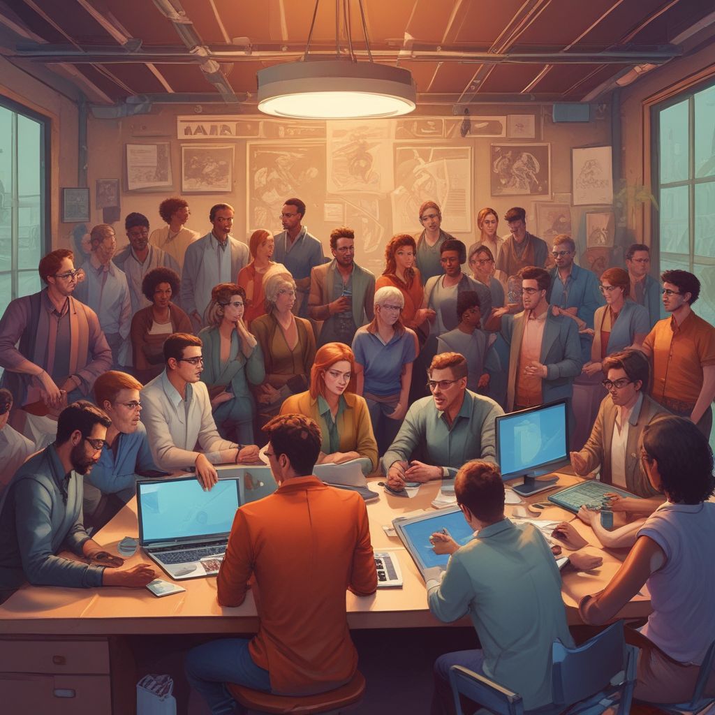diverse team collaborating in a hybrid work environment