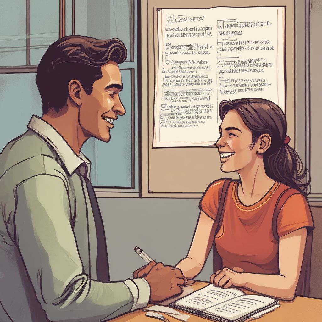 an illustration of a person giving positive feedback to a student