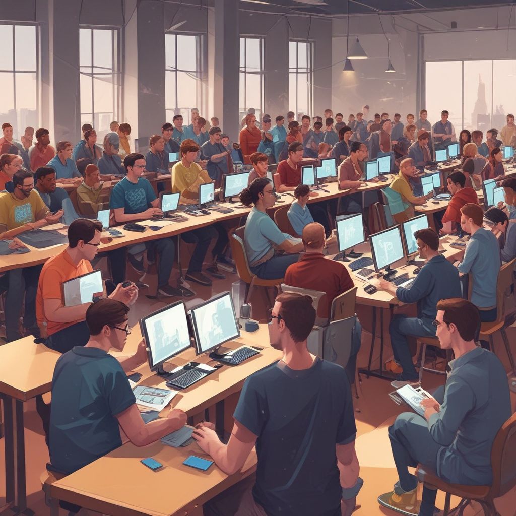 adults attending a coding bootcamp or skills workshop