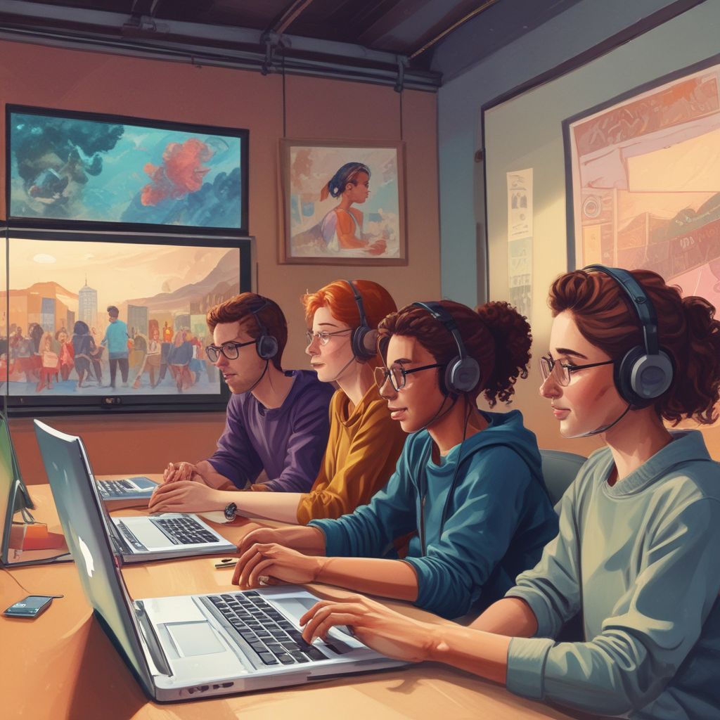 students collaborating online in a virtual classroom