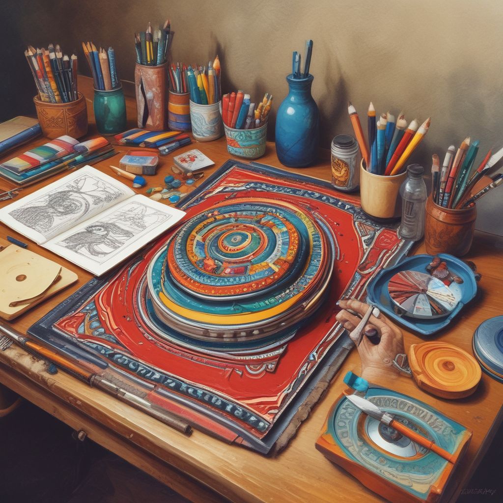 art supplies and cultural symbols in therapy session