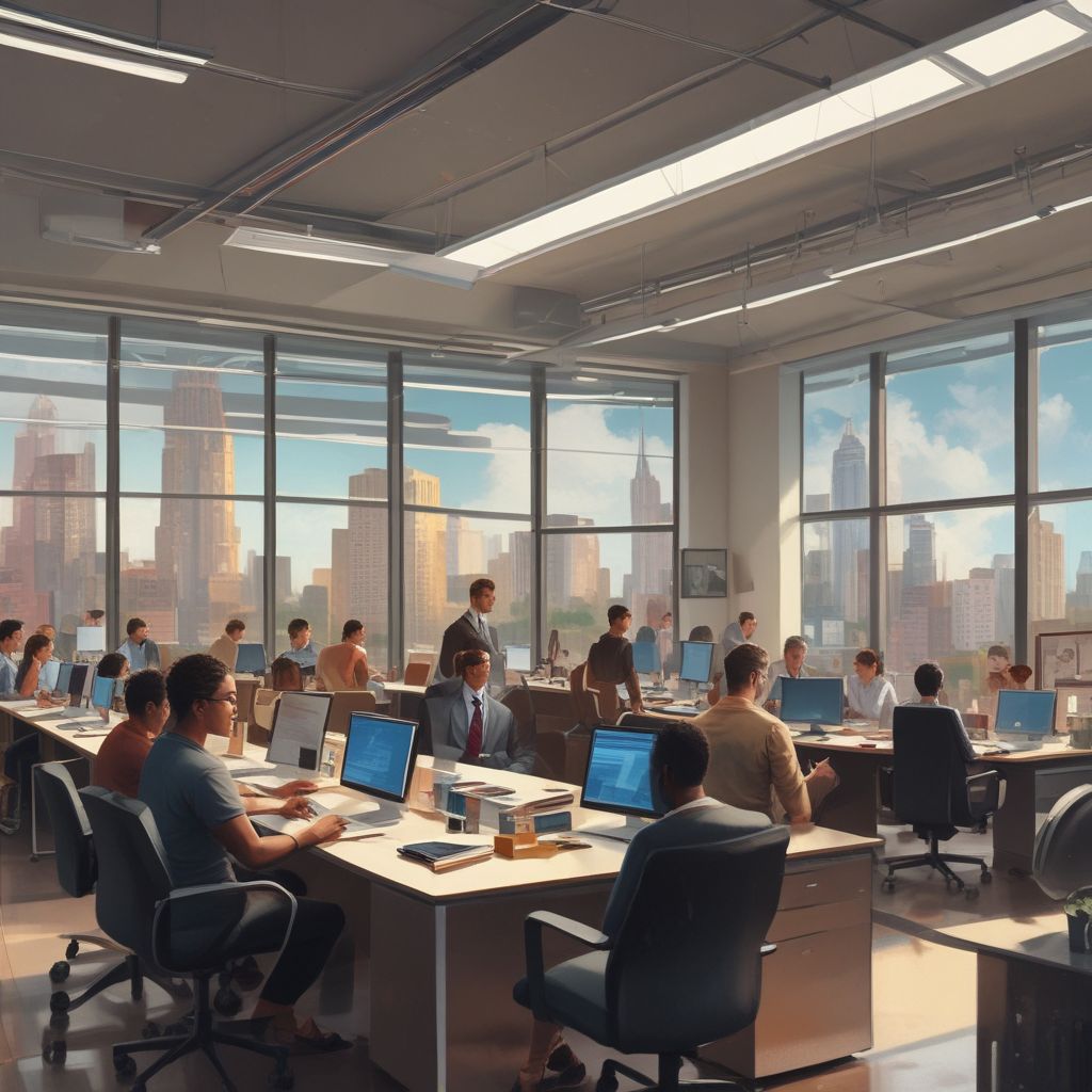 collaboration among diverse professionals in a modern office