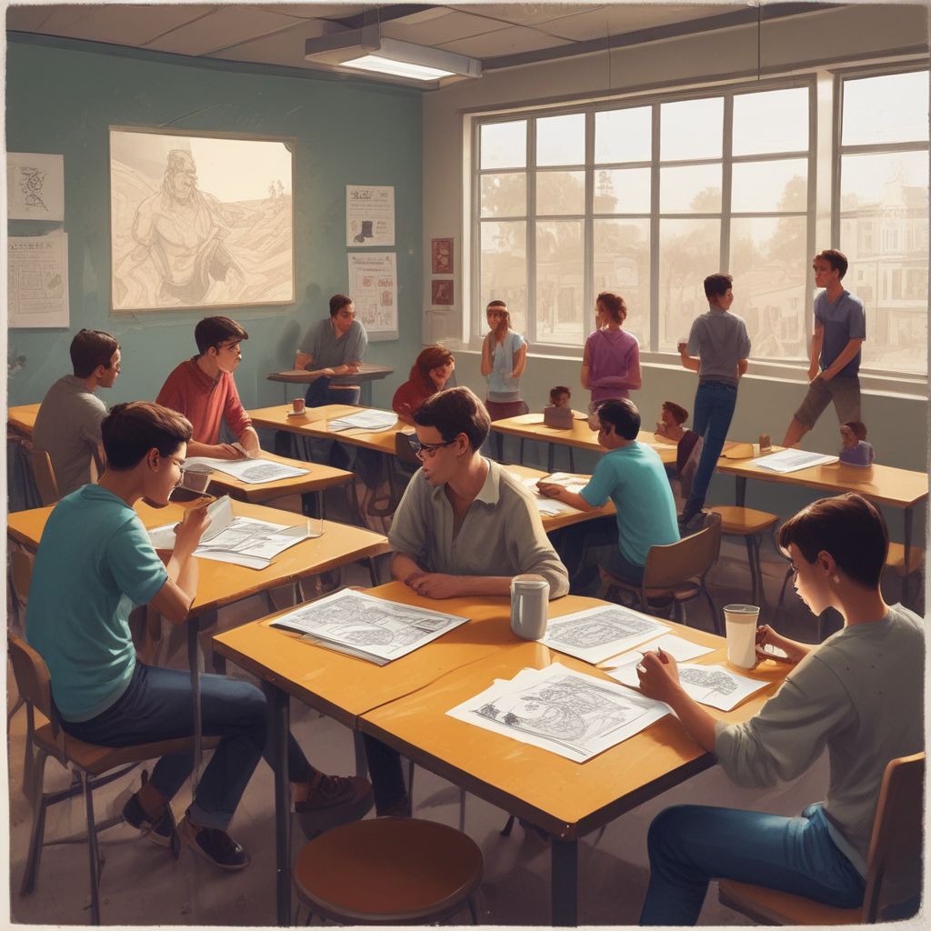 classroom with students engaged in a gamified learning activity