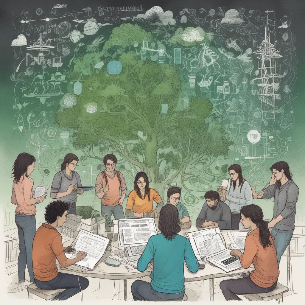 students collaborating on data science projects related to environmental sustainability
