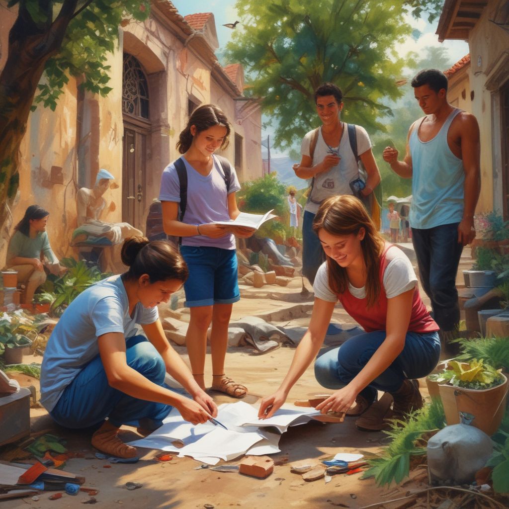 students volunteering during their study abroad