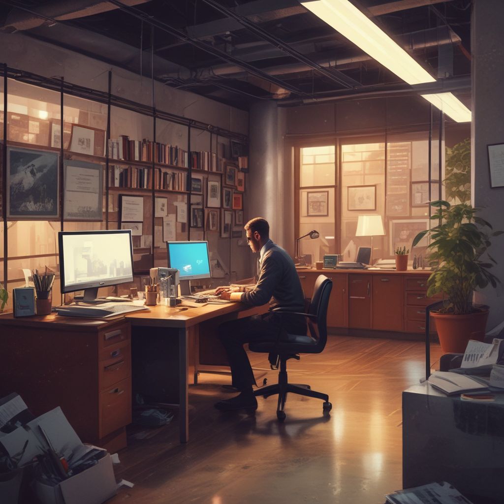 an image of a professional working in a dynamic office environment