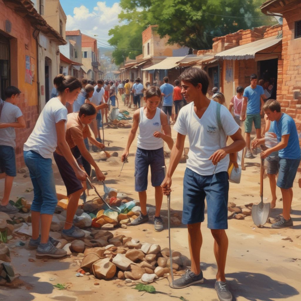students engaging in community service abroad