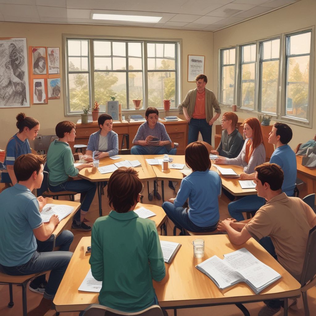 students collaborating in a classroom setting, focusing on emotional resilience training