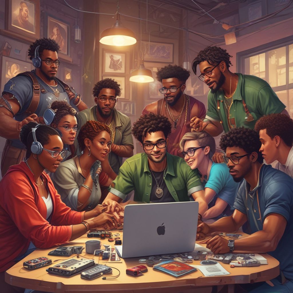 an image of diverse gaming professionals collaborating online