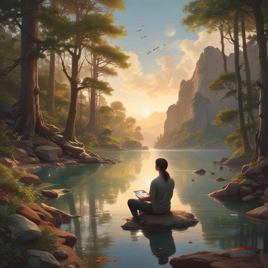 individual practicing digital detox in a serene environment